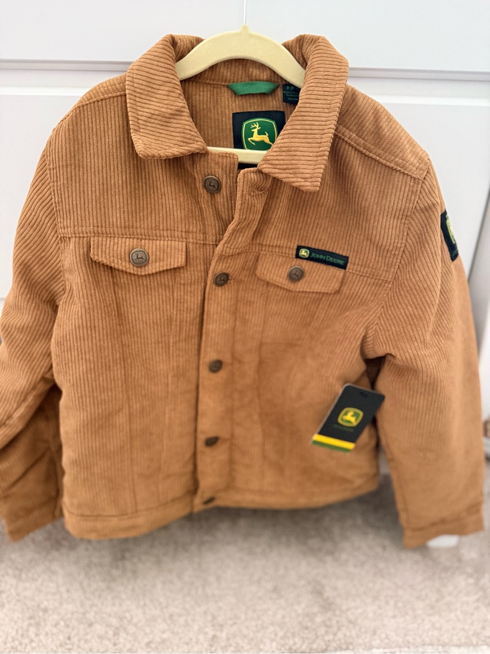 John Deere Tan Corduroy Trucker Jacket for Kids - size small (5/6)